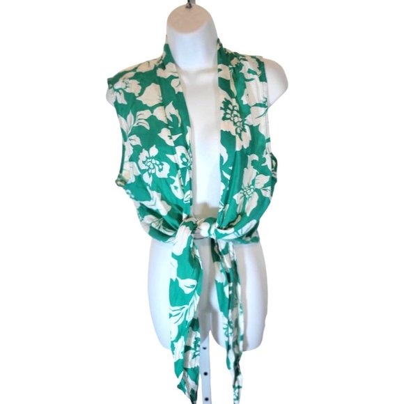 Oneill Tops - Oneill Green White Open Tie Front Shirt Size Medium Large M/L